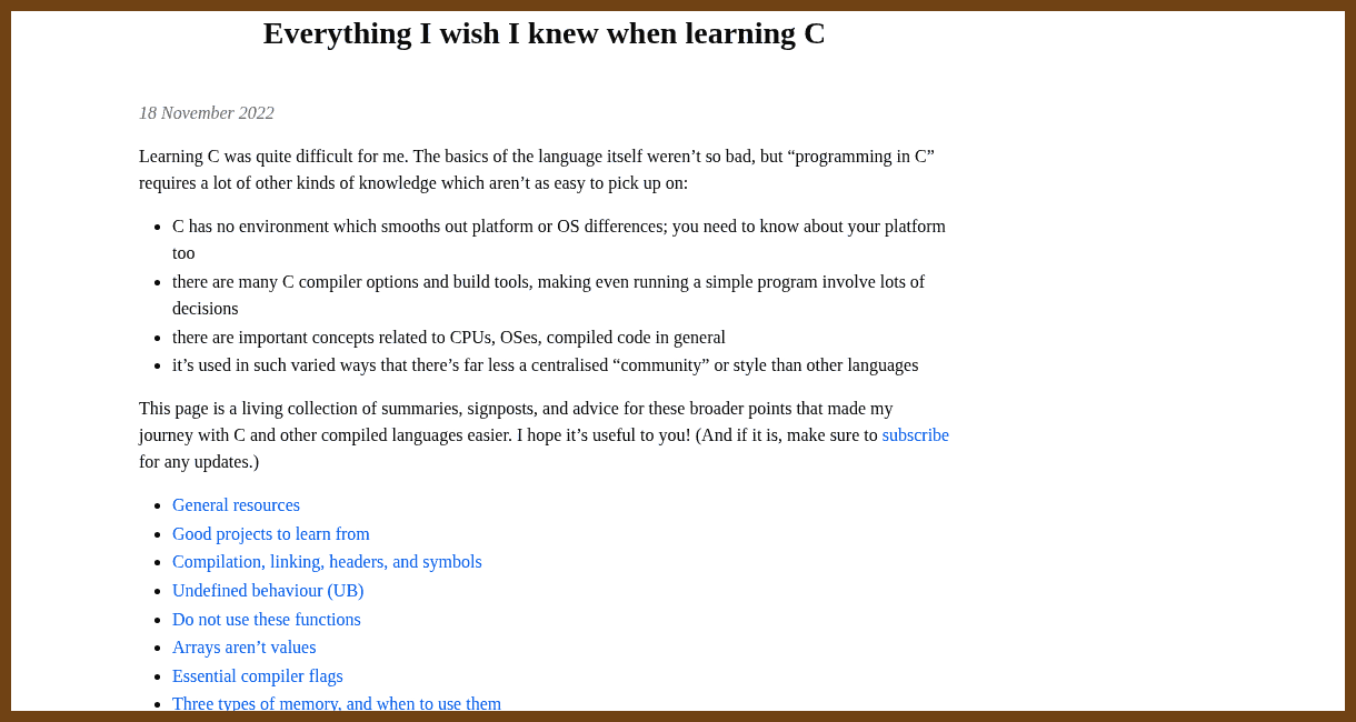 Everything I wish I knew when learning C