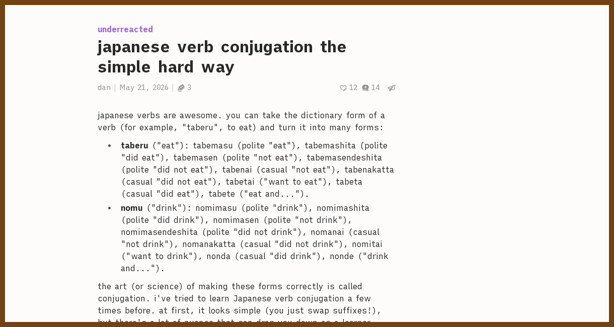 japanese verb conjugation the simple hard way - underreacted