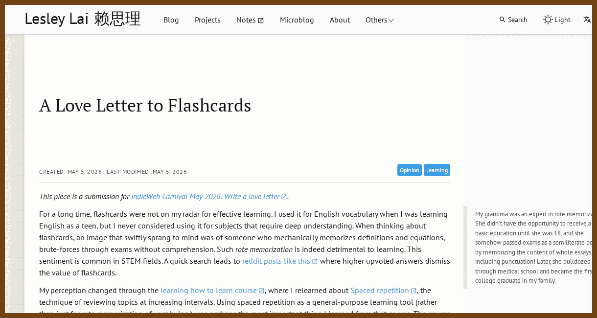 A Love Letter to Flashcards | Lesley Lai