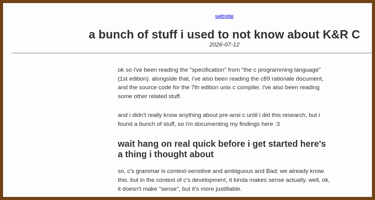 a bunch of stuff i used to not know about K&amp;R C