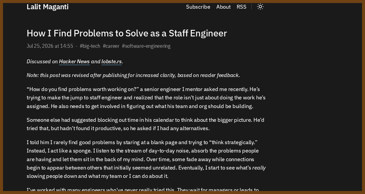 How I Find Problems to Solve as a Staff Engineer