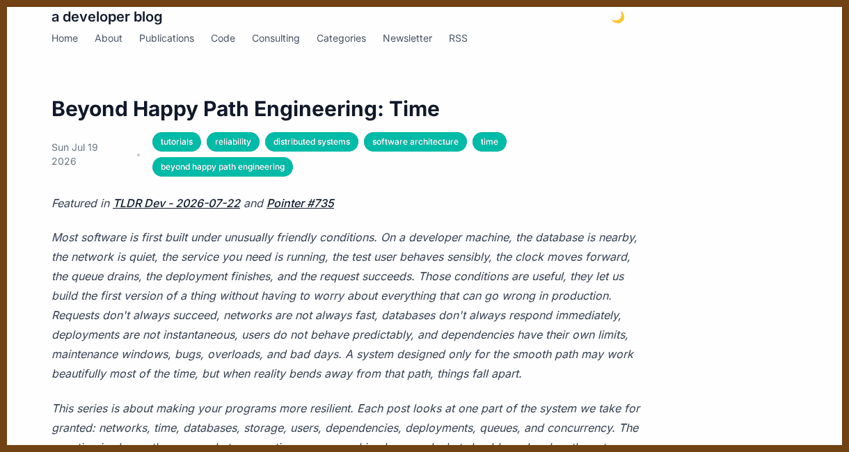 Beyond Happy Path Engineering: Time