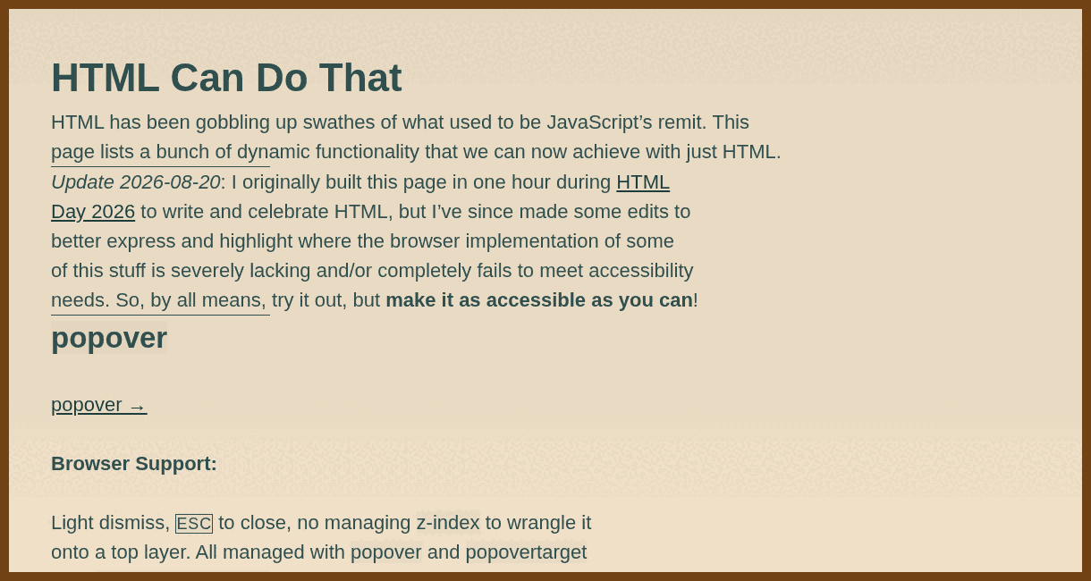 HTML Can Do That
