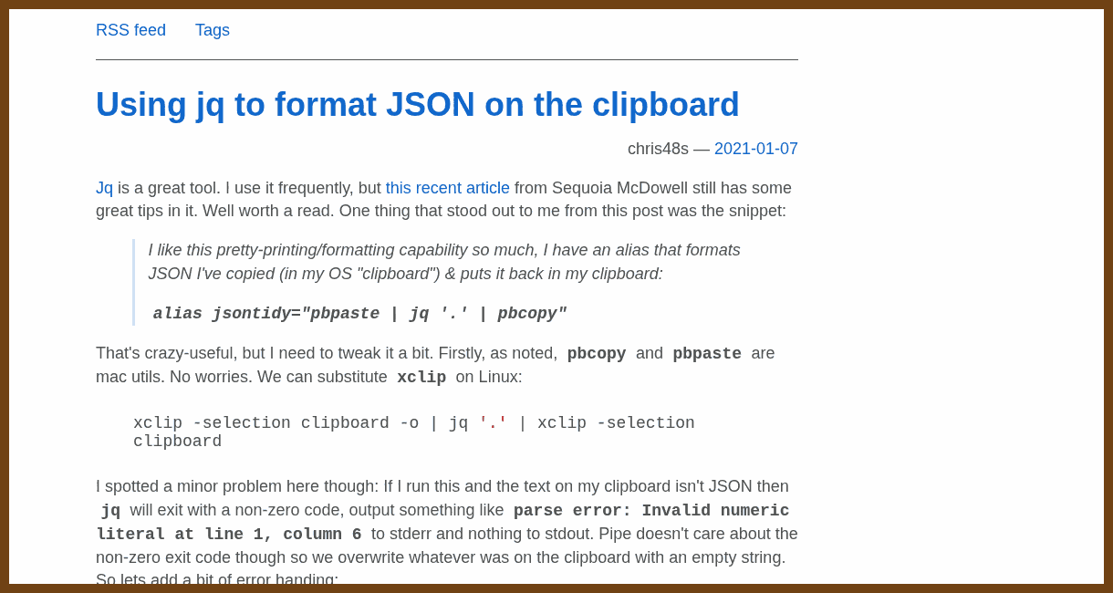 Using jq to format JSON on the clipboard