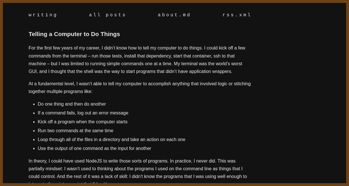Telling a Computer to Do Things